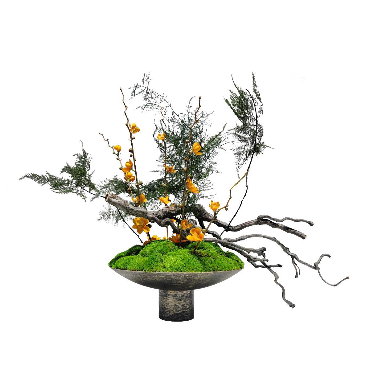 新中式创意永生苔藓仿真花艺摆件客厅展厅玄关绿植盆栽装饰品摆件