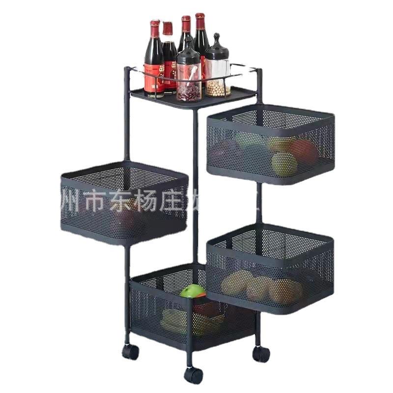 厨房旋转置物架方框果蔬菜篮子小推车落地家用客厅零食收纳架子厂图片