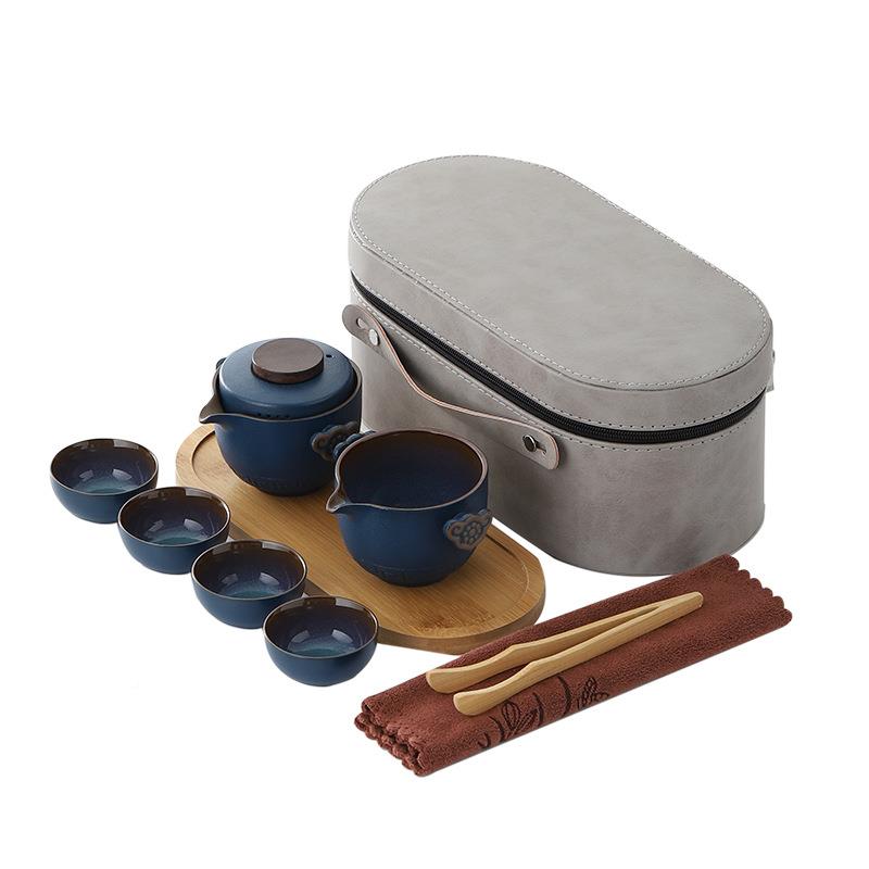 便携式户外L2008露套营旅行茶具装一壶快务四杯钧瓷客杯商礼品