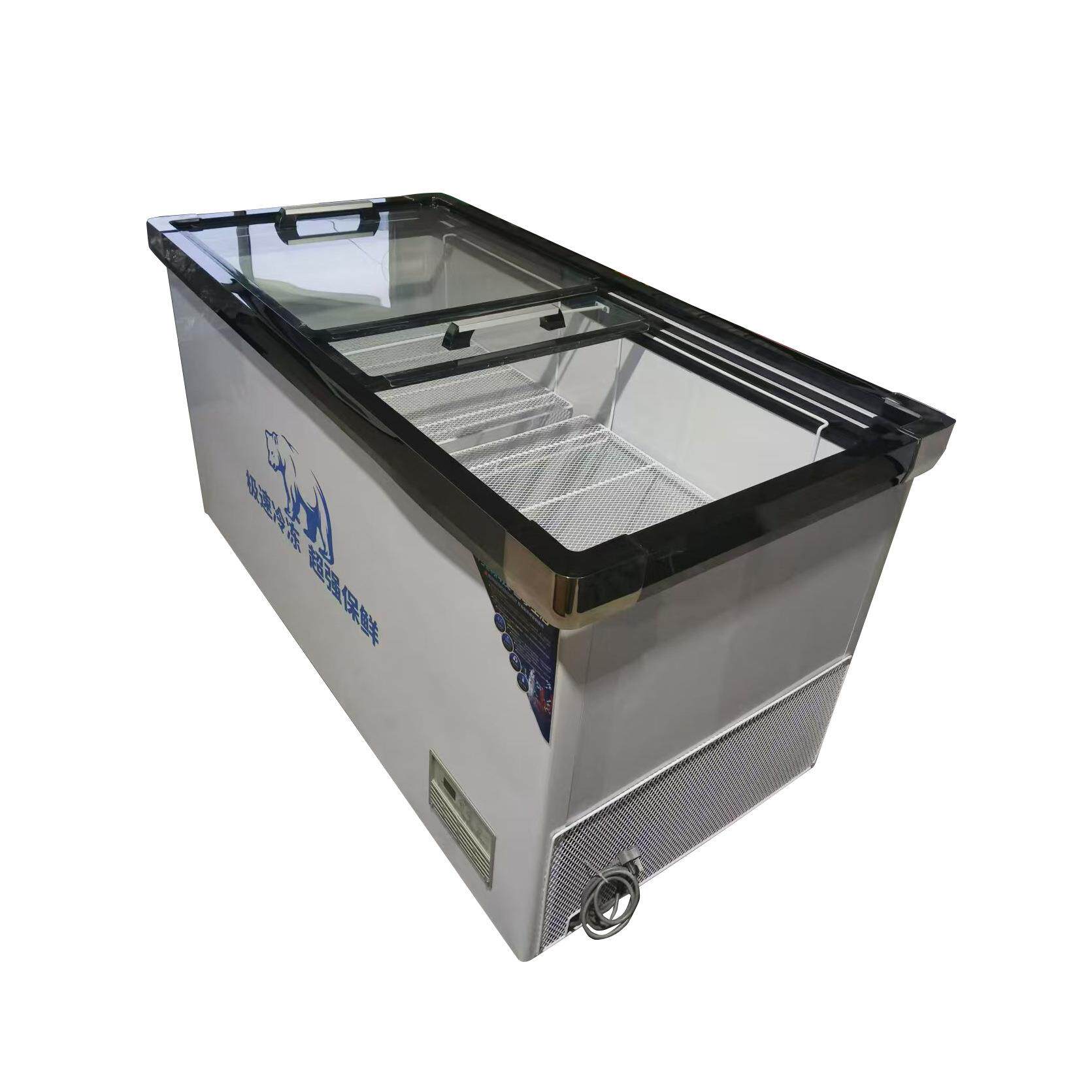 冰柜商用深岛卧式冷柜冷藏保鲜冷冻冰箱两用透明推拉门展示柜急冻