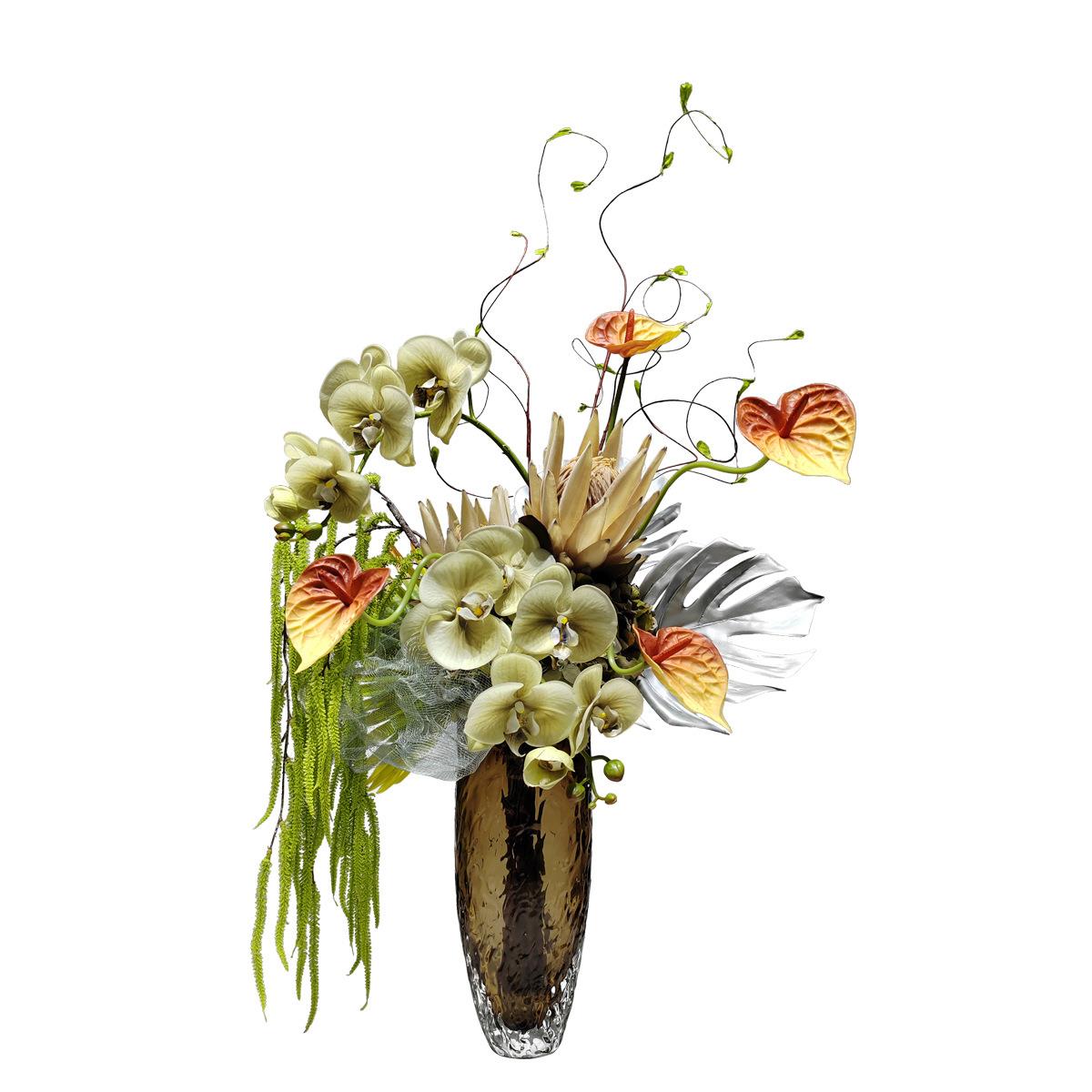 现代轻奢办公室仿真花摆件样板间花艺摆件售楼部酒店展厅软装花束