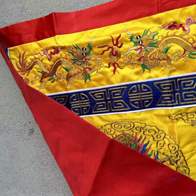 精品刺绣桌围小盘龙黄色桌围法坛桌裙精品刺绣盘布坛围