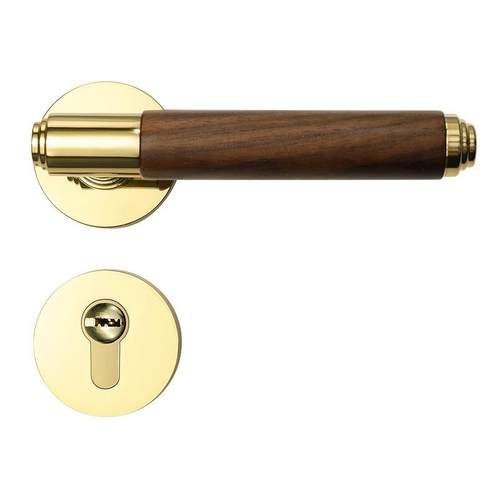 美式胡桃木室内卧室门锁通用型房间实木门把手原木风静音磁吸锁具