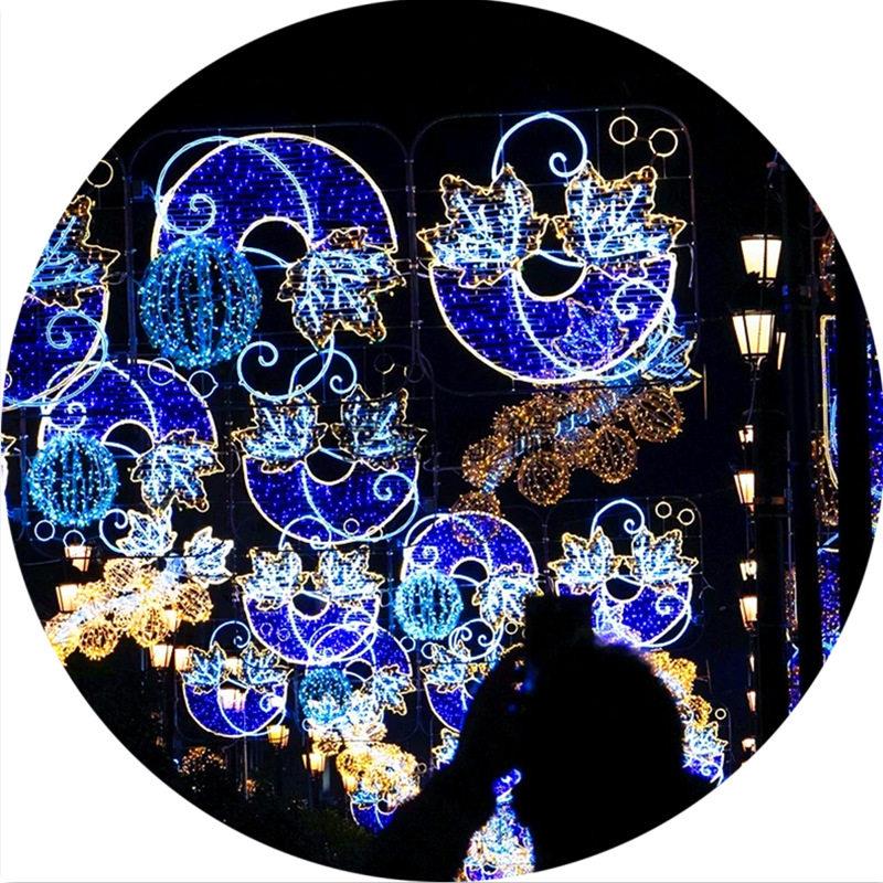 LLED雪花跨街街道灯装饰元旦春节景区横跨街灯市政亮化过街造型灯