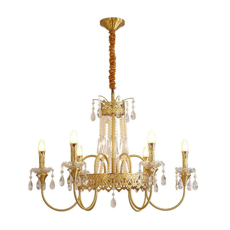 法式全铜水晶吊灯美式蜡烛复古乡村客厅公主房宫廷风餐厅中山灯具,家装灯饰光源,智能吊灯,淘宝优惠券,粉丝福利购,淘宝优惠卷