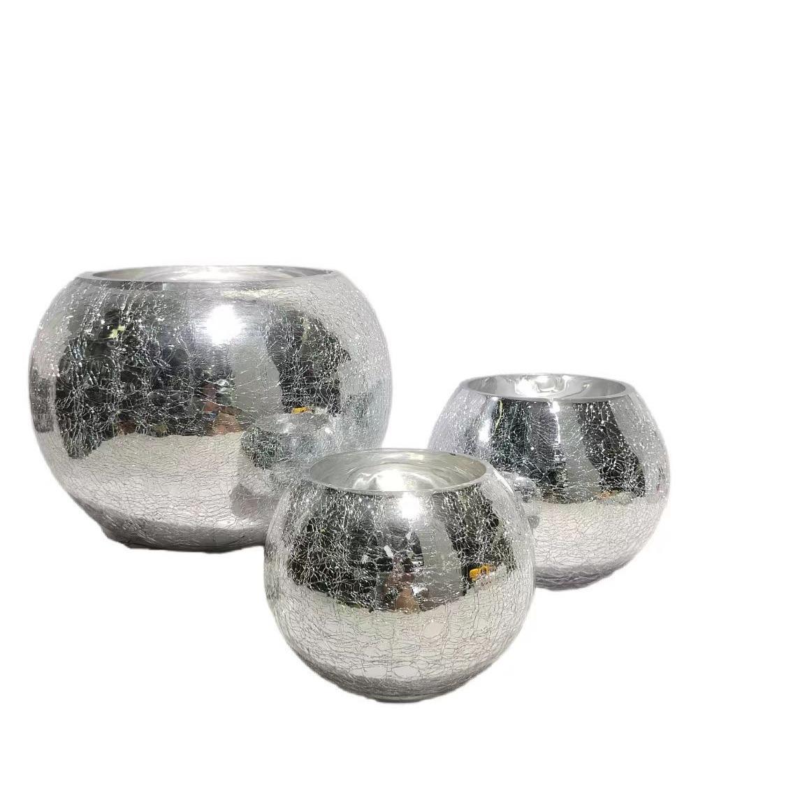 现代简约冰裂圆球玻璃花面摆家居软装饰品样板桌件hf995间陈瓶列