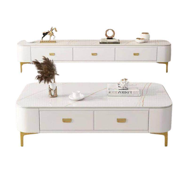 岩板茶几家用客厅小户型茶桌简约现代免安装软包茶几电视柜组合