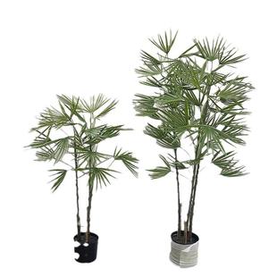 新款仿真针状仿真盆裁带盆绿色棕竹仿真景观树价格塑料材质