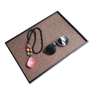 供应不锈钢黑色托盘配麻布内里软装样板房饰品托盘首饰收纳托盘