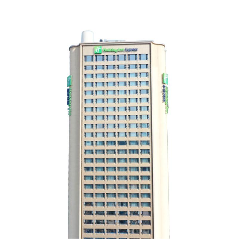 酒店大型发光字楼体标识不锈钢包边拉布灯箱字双色膜led发光字