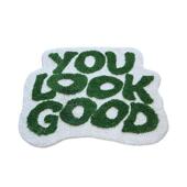 植绒地垫吸水防滑字母简约家居装 饰室内地毯床边卧室绿色房间