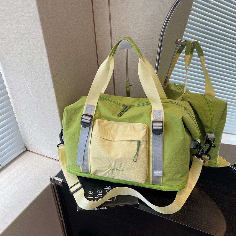 可拓展短途旅行包女森系新款包包撞色待产包行李健身包瑜伽包