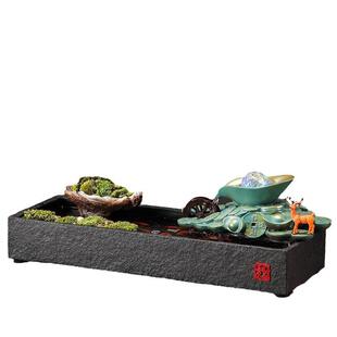 招财流水摆件桌面缸循TWD环鱼水装饰客厅开玄关办公室摆生财设业