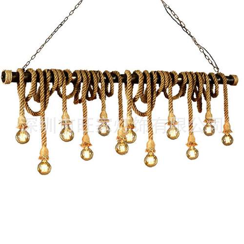 loft复古铁艺创意个性工业风酒吧台餐厅服装店咖啡厅麻绳水管吊灯