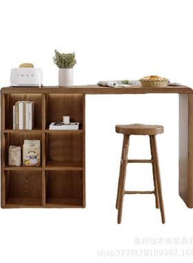 北欧实木吧台桌窗厅酒吧靠休闲小客创吧台意飘窗桌厨房实木YMZ-26