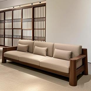 新中式实木沙发2025新款高端大气上档次家用客厅直排三人位沙发