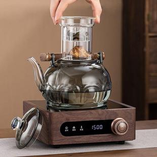 胡桃木围炉煮茶器家用套装 加厚玻璃煮茶壶耐热新款 烧水电陶炉煮茶