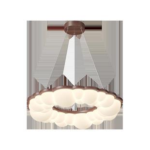 复古木纹卧室吊灯泡泡原木风餐厅酒店吊灯简约现代设计师房间灯具