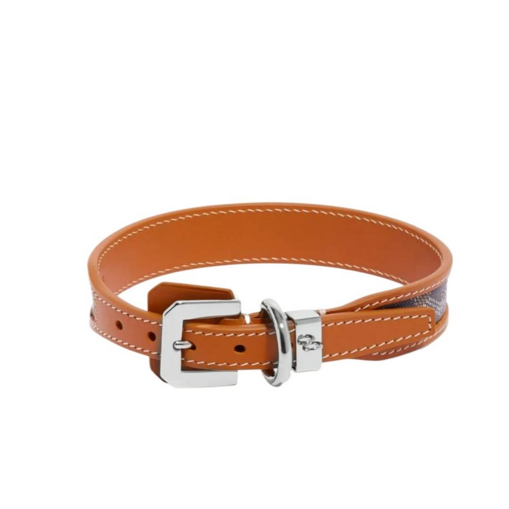 PetCollar牛皮中小狗狗项圈Goyard宠物用品猫咪法斗狗项圈小型犬