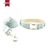 工厂销售浅蓝色宠物狗圈牛仔布牵引绳 宠物用品 狗圈套装