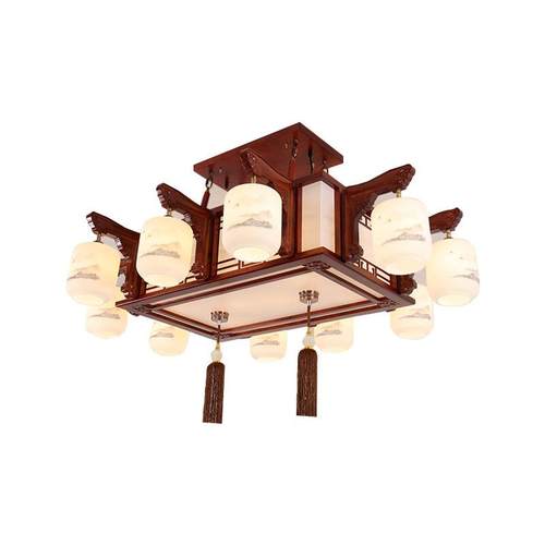 中式客厅长方形吊灯中国风实木古典餐厅灯别墅卧室书房仿古茶室灯