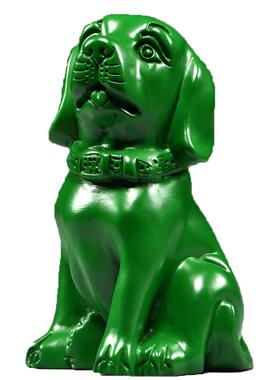 绿色木雕狗摆件十二生肖狗实木头家居客厅电视柜办公室装饰工艺品