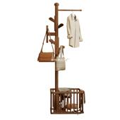 实木衣架落地衣帽架卧室可移动家用脏衣篓置物架挂衣架多功能挂包