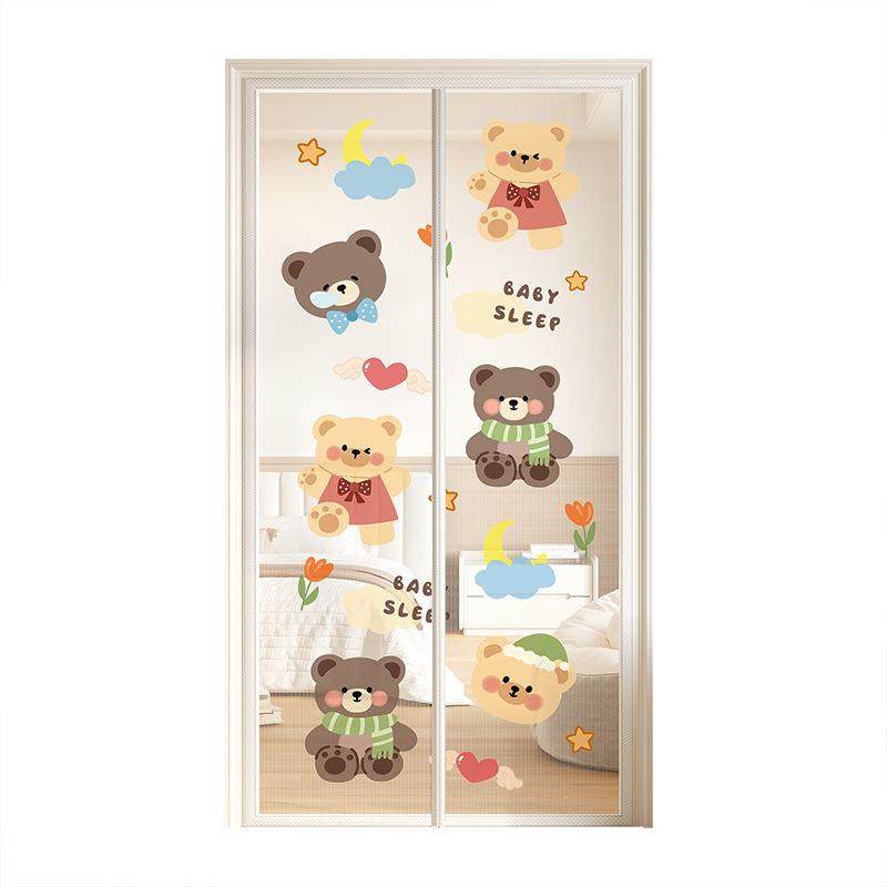 卡通防蚊门帘儿童房纱网门帘2025新款夏季磁吸免打孔魔术贴隔断帘,居家布艺,门帘,淘宝优惠券,粉丝福利购,淘宝优惠卷