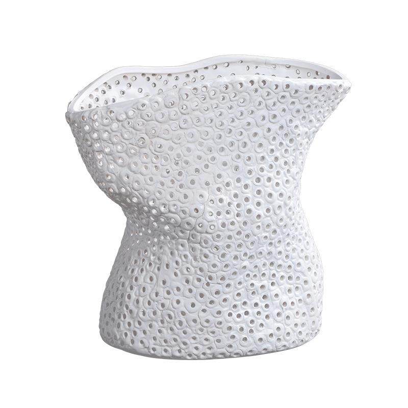 现代北欧白色手工千孔陶瓷扭扭花器花瓶极简售楼饰品大口摆件,橡塑材料及制品,工业陶瓷,淘宝优惠券,粉丝福利购,淘宝优惠卷