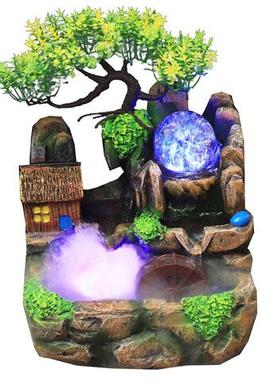 外贸假山流水招财树开业招财工艺客厅家居装饰662