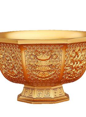 黄铜八角碗八宝碗摆件佛堂礼佛供碗铜器制品金属工艺品厂家