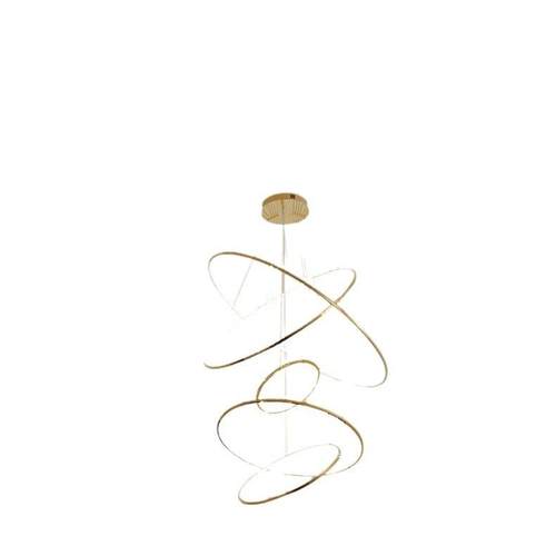 大吊灯复式楼客厅不锈钢走廊灯轻奢极简现代灯大厅设计师圆环吊灯