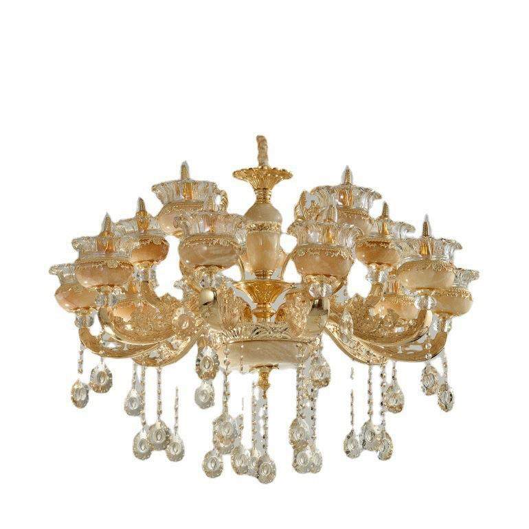 欧式蜡烛112玉石晶灯吊客厅主灯锌大水气复式别墅酒店轻奢合金吊,家装灯饰光源,智能吊灯,淘宝优惠券,粉丝福利购,淘宝优惠卷