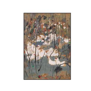 中式名新画冠中抽象术挂吴冠中名画艺高级感酒店餐厅吴壁画玄关水