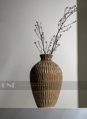 陶复古瓷做台面花瓶禅意侘寂风陶罐摆YB-QSCT2花件干插花粗陶旧装