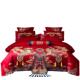 九狐婚喜家纺红色全棉四件套龙凤带刺绣庆十件套流苏被套床上H218