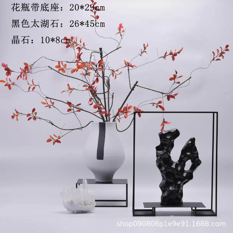 现代新中式陶瓷花瓶太湖石套装摆件软装样板间售楼部家具城装饰品
