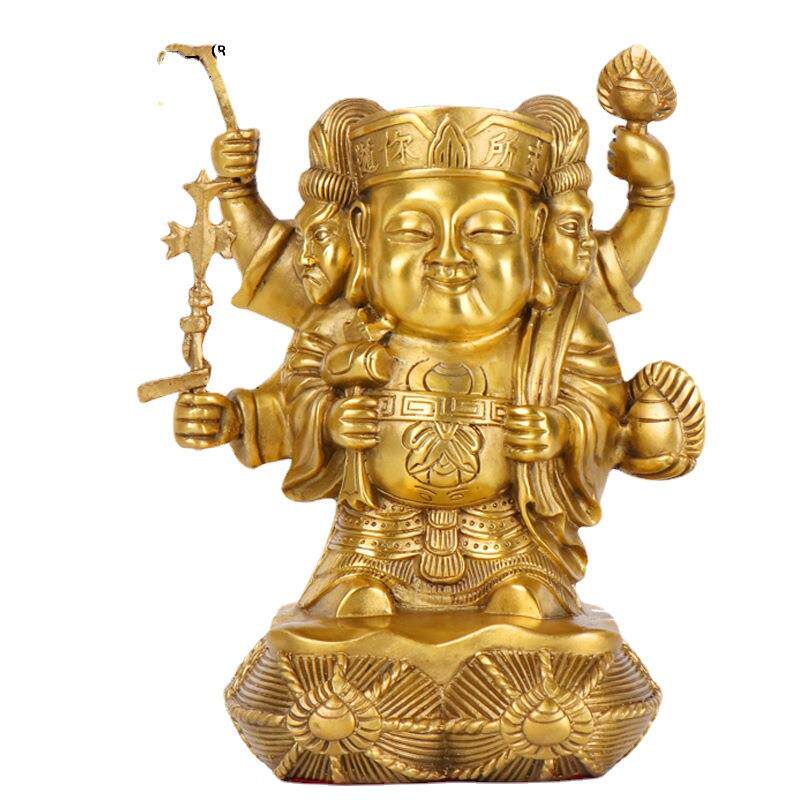 铜摆件三面大黑天日本财神日本财神佛堂佛像