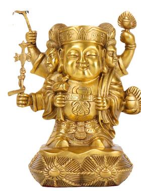 铜摆件三面大黑天日本财神日本财神佛堂佛像