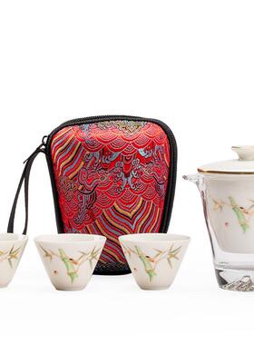 德化茶羊脂玉具旅行茶具瓷套装便壶携式功夫泡茶户外A4600快客杯