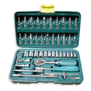 46件铬钒钢6.3MM小飞套筒工具套装 胜达工具 机修五金工具箱