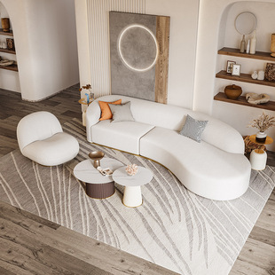 北欧弧形科技布艺沙发小户型客厅现代简约网红异形轻奢设计师沙发