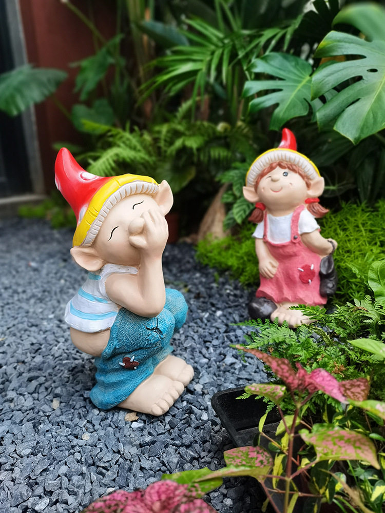 户外草坪装饰人物摆件搞怪小男孩园艺精灵庭院美式乡村花园造景