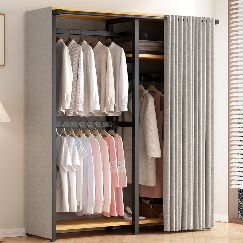 挂衣架落地衣帽架开放式铁架家用卧室衣橱衣帽间柜子组合金属衣架