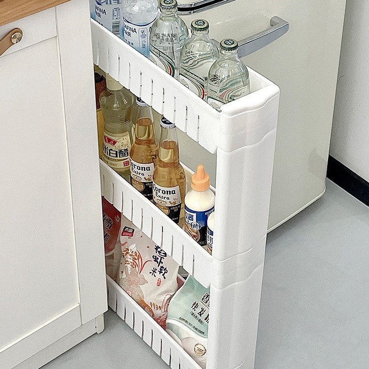 OF9D厨房缝隙超窄柜边缝冰箱侧面卫生间极窄门后夹缝置物架推车收
