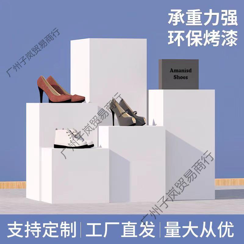 白色木质烤漆展示台长方形橱窗模特站台展会产品陈列柜异形小展台