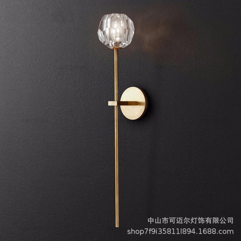 美式RH过道床头壁灯后现代北欧简约设计师别墅客厅酒店水晶壁灯