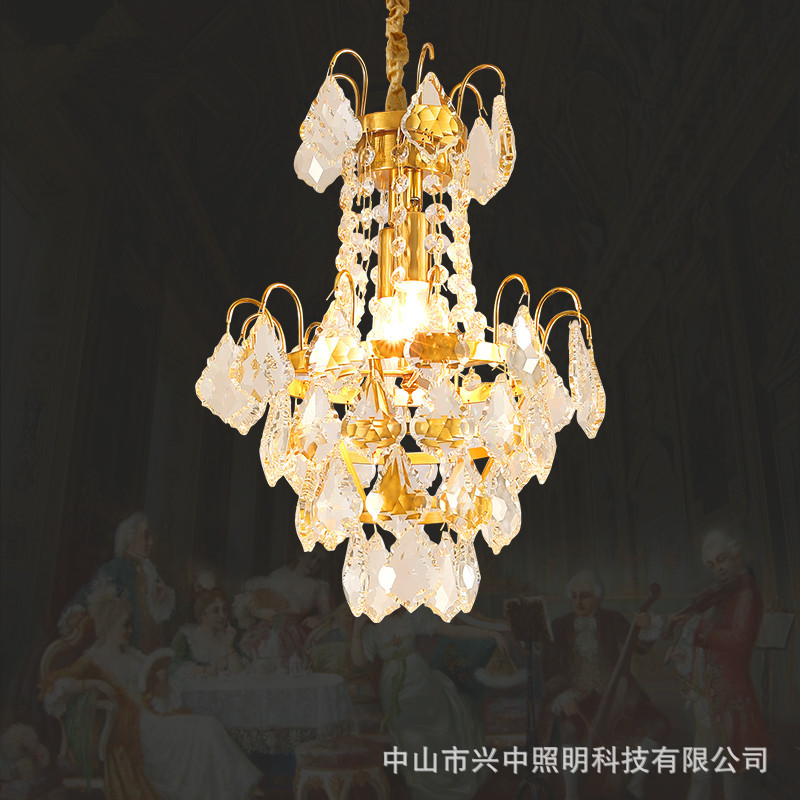 法式水晶走廊阳台过道灯法式复古玄关楼梯门厅衣帽间灯轻奢小吊灯