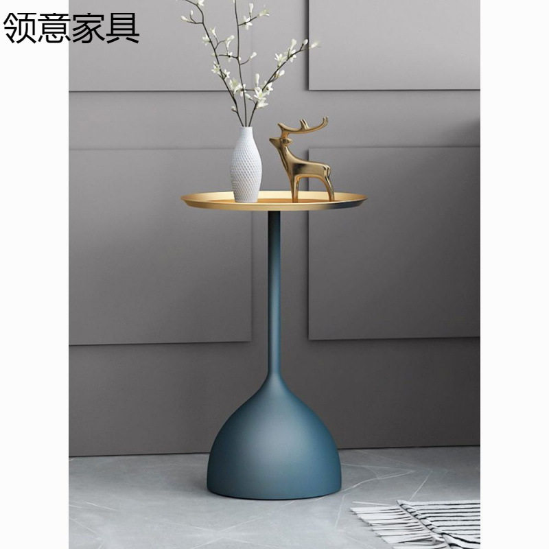 北欧创意铁艺小茶几客厅沙发边几简约现代铁艺金色小圆桌角几现代