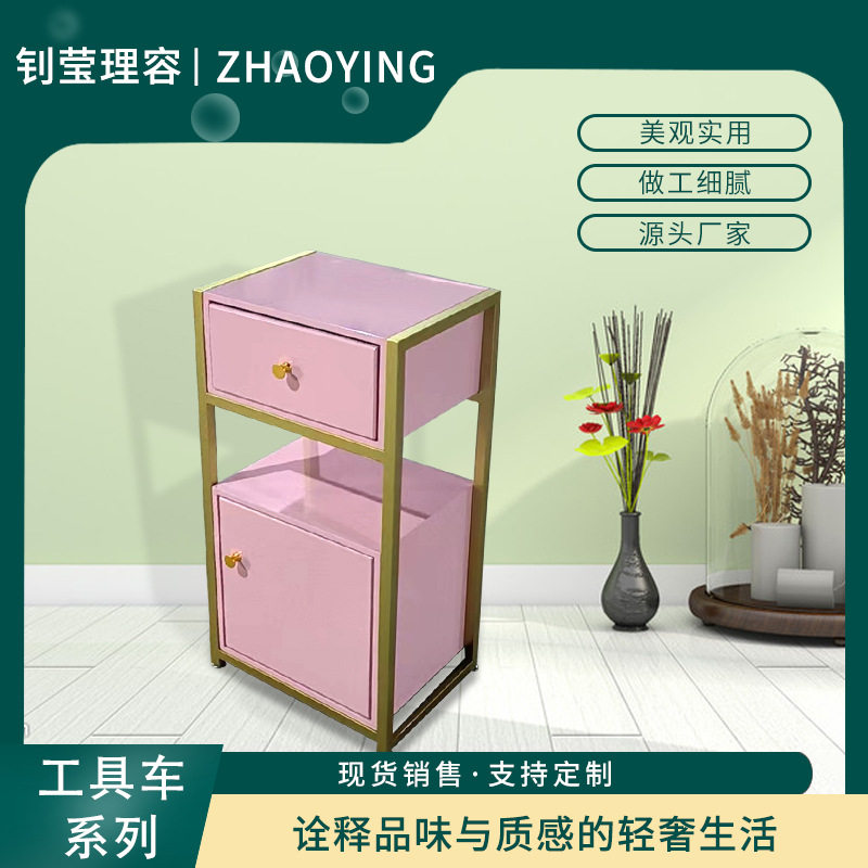 双层木质工具车发廊可移动工具车家用储物小推车烫染美发工具批发